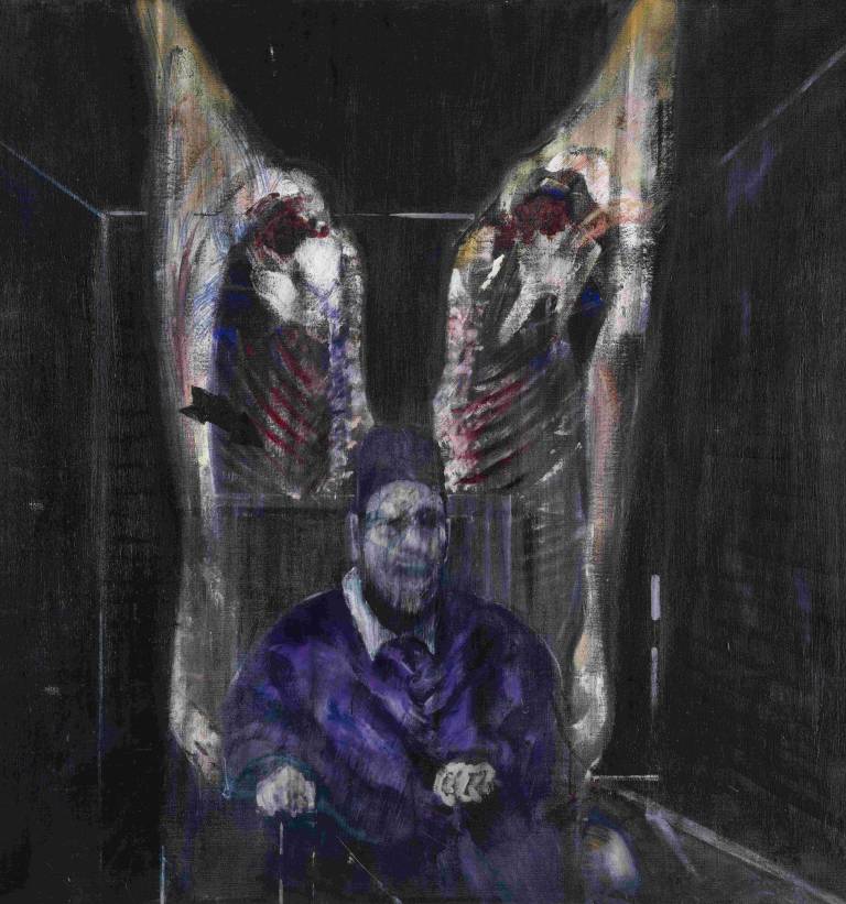 Francis Bacon, Figure with Meat, 1954, huile sur toile, 129 x 122cm, The Art Institute of Chicago, Chicago, IL. Harriot A. Fox Fund. 1956. © La succession de Francis Bacon, tous droits réservés, DACS/Artimage. Photo: Prudence Cuming Associates Ltd