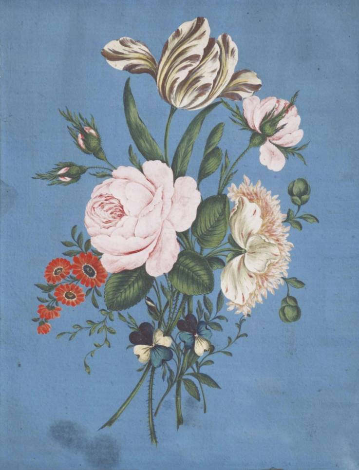 Marie Annne Hencké, Flowers, ca. 1835, gouache on paper