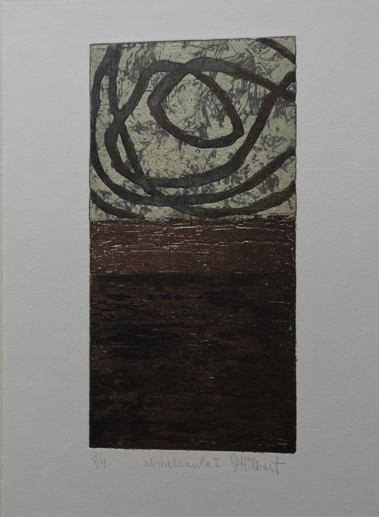 Malou Faber-Hilbert, Wirbelsäule I, aquatinte au sucre, encrage Hayter