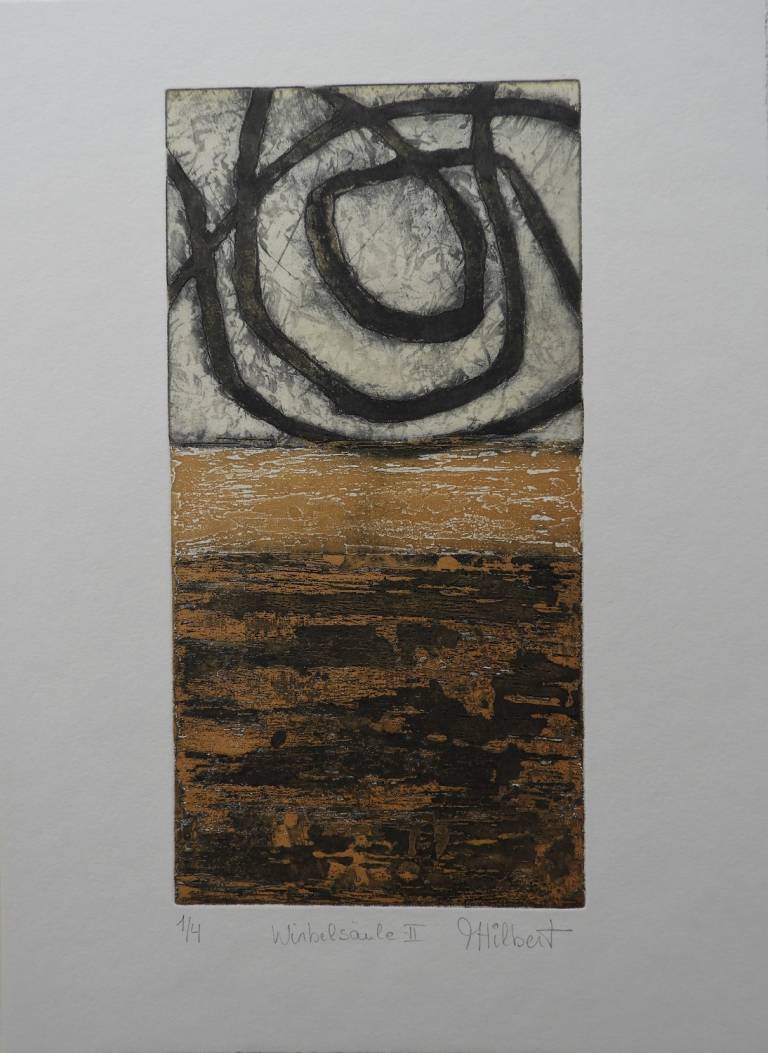 Malou Faber-Hilbert, Wirbelsäule II, aquatinte au sucre, encrage Hayter